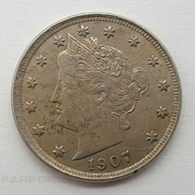 5 центов 1907 года. США.