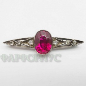 Серебряная брошь 875 пробы. Русские самоцветы
