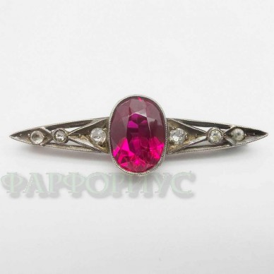 Винтажная серебряная брошь 875 пробы. Русские самоцветы